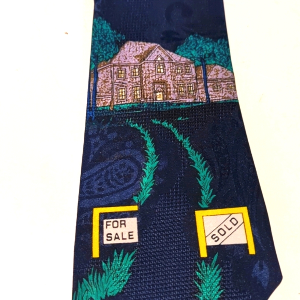 Silk House J Rodgers Mens Neck Tie Realtors Theme NWOT